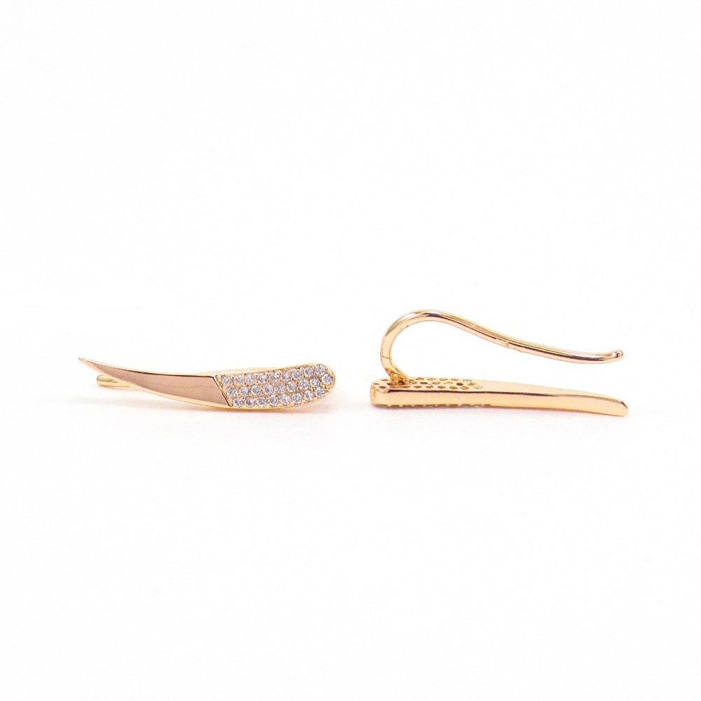 Crystal Pave Gold Spike Ear Climbers Crawlers